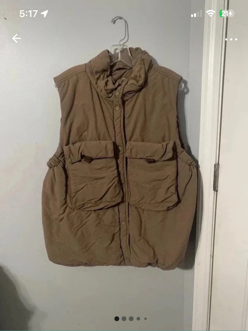 Free People Quilted Sleeveless Puffer Vest in Tan